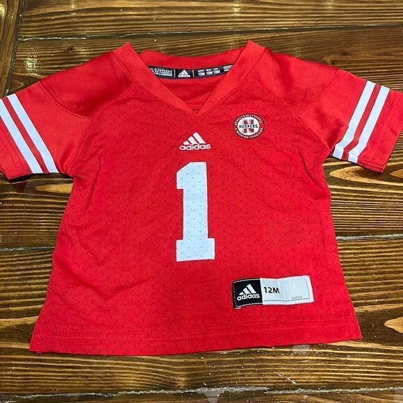 NWOT Adidas Infant Nebraska Huskers Replica Football Jetsey Size 12 months - Picture 1 of 8